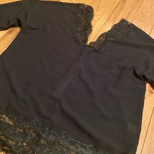 Black blouse with lace trim